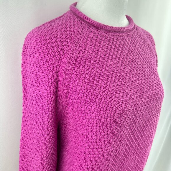 Lauren Ralph Lauren Fuchsia Textured 100% Cotton Sweater Knit – Women’s Small - Picture 1 of 9